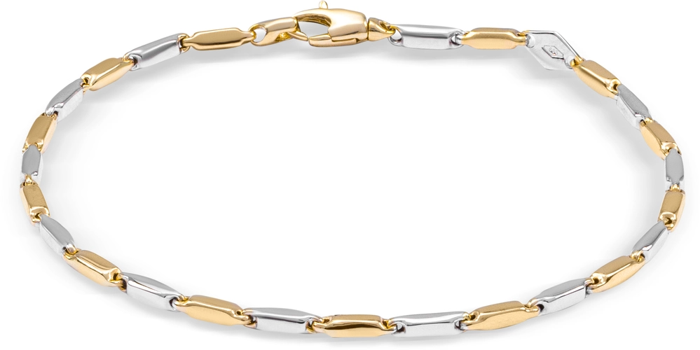 De Monzario Fantasie Armband 14krt Bicolor Goud, modelnummer 865A BICOLLOR 18 cm, is een elegante armband uit de categorie sieraden. Deze fantasie-armband, gemaakt van hoogwaardig 14-karaats bicolor goud, voegt een vleugje luxe toe aan elke outfit. Draag het solo als een statement piece of combineer het met andere armbanden voor een verfijnde look.