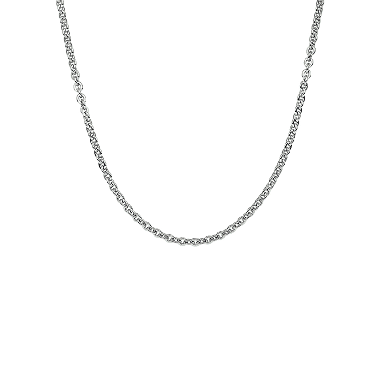 Gerhodineerd zilveren anker collier met een draaglengte van 41cm en een extensie van 4cm. Uitgevoerd met een karabijn sluiting. De schakelbreedte is 1.4mm.