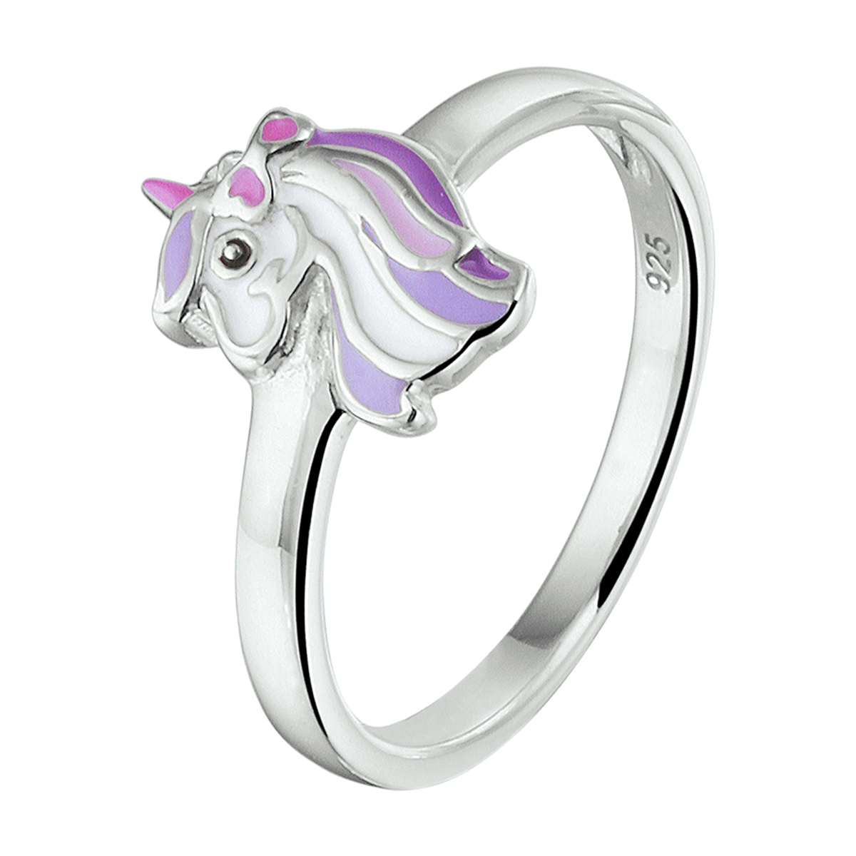 Schattige gerhodineerd zilveren fantasie eenhoorn ring met een breedte van 10mm. Deze ring is perfect te combineren met bijpassende sieraden uit onze collectie. Tip: Leuk om kado te geven zie je ze al stralen!? Info: Gerhodineerd zilver is door de rhodiumlaag beter bestand tegen verkleuren en krassen.