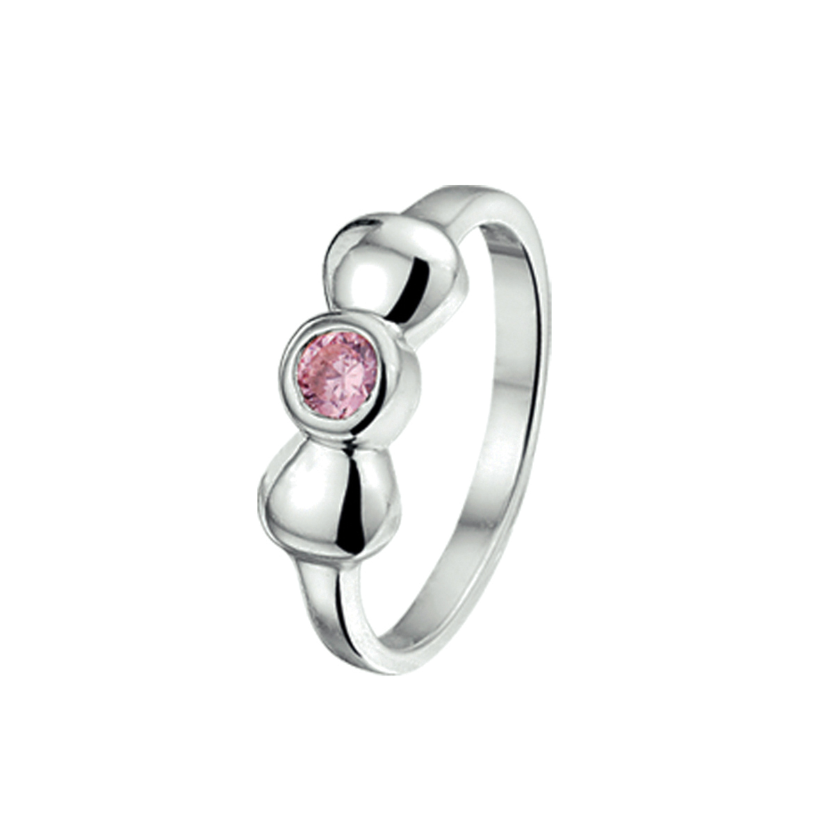 ring strik roze zirkonia zilver gerhodineerd