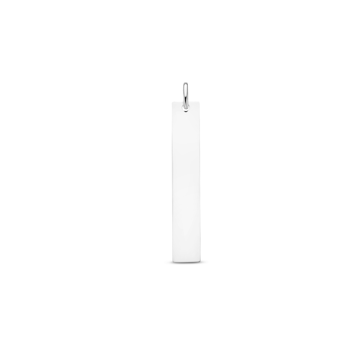 Gerhodineerd 925 zilveren hanger met een totale hoogte van 3.9cm. De rechthoek heeft een afmeting van 35x6mm en een dikte van 0.6mm.