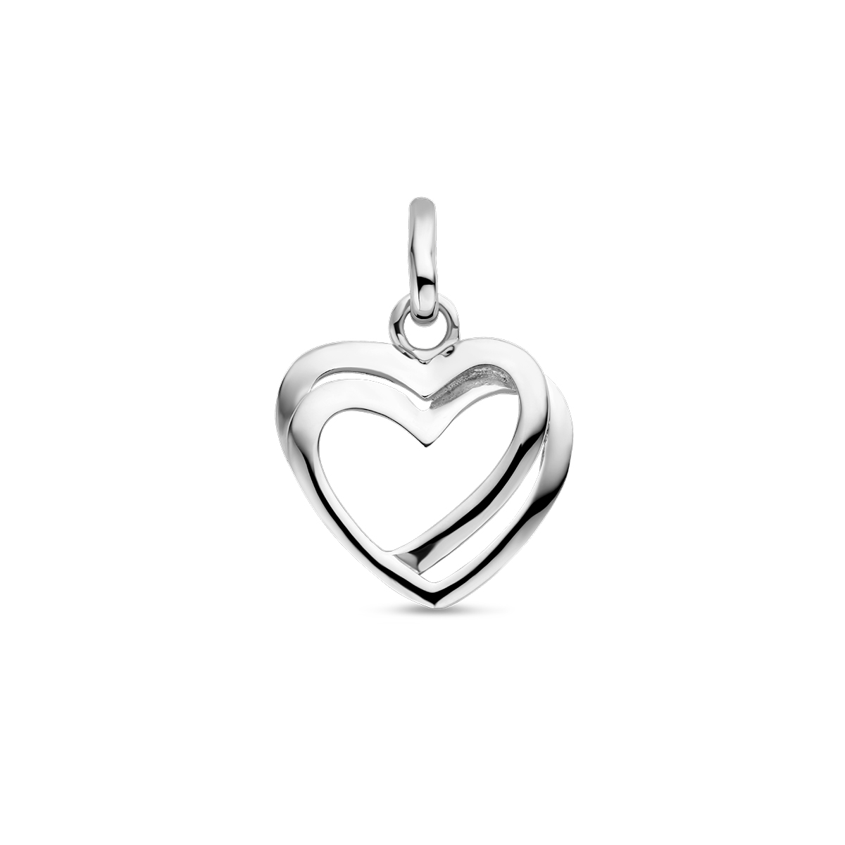 Gerhodineerd 925 zilveren hanger uitgevoerd met een hart. De hanger heeft een totale hoogte van 17mm. Het hart heeft een afmeting van 11x12mm.