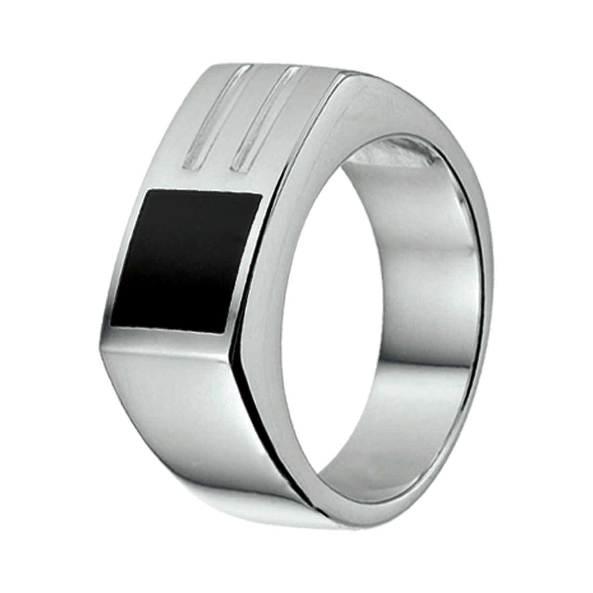 Zilver Ge.rhodieerde Herenring met Onyx