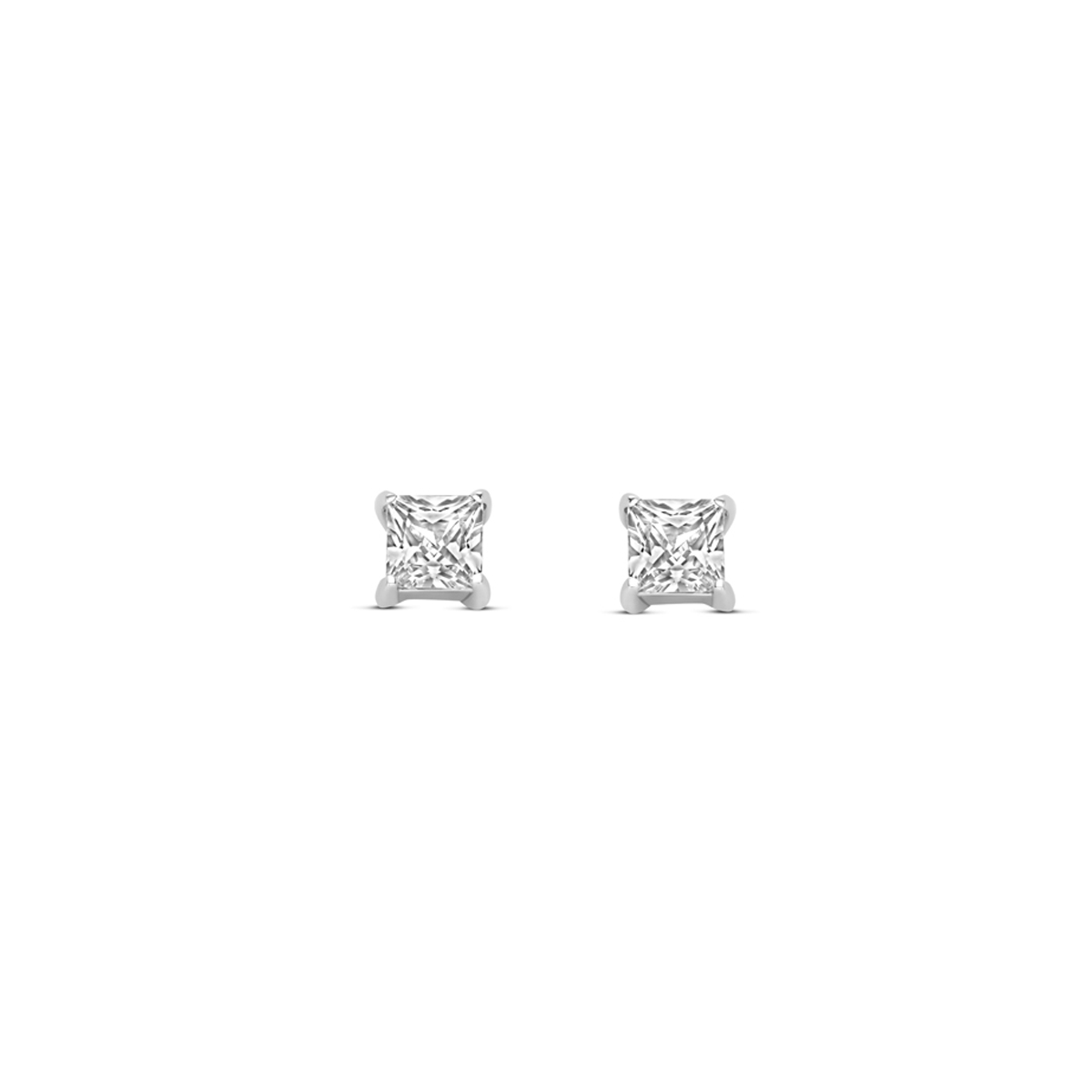 Gerhodineerd 925 zilveren oorknoppen uitgevoerd met zirkonia. De oorknoppen hebben een diameter van 3.5mm.