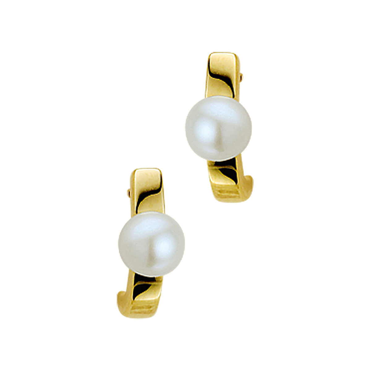 Geelgouden oorknoppen met zoetwaterparel.&nbsp;