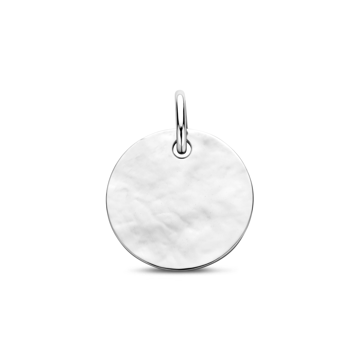 Gerhodineerd 925 zilveren graveerhanger met een diameter van 12 mm.