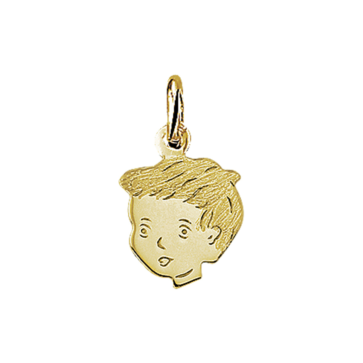 Geelgouden hanger met een kinderhoofdje.