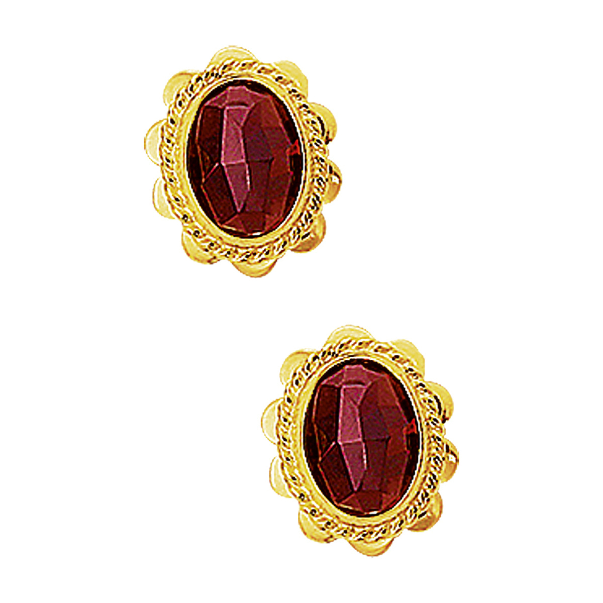 oorknoppen granaat 14K geelgoud