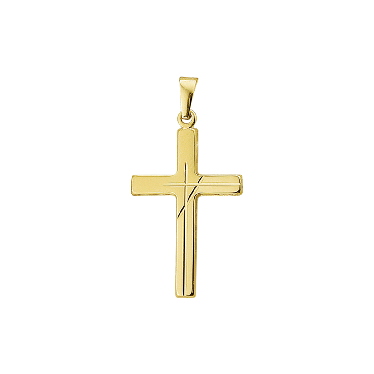 gouden hanger, kruis gewerkt mat/poly 27x16mm