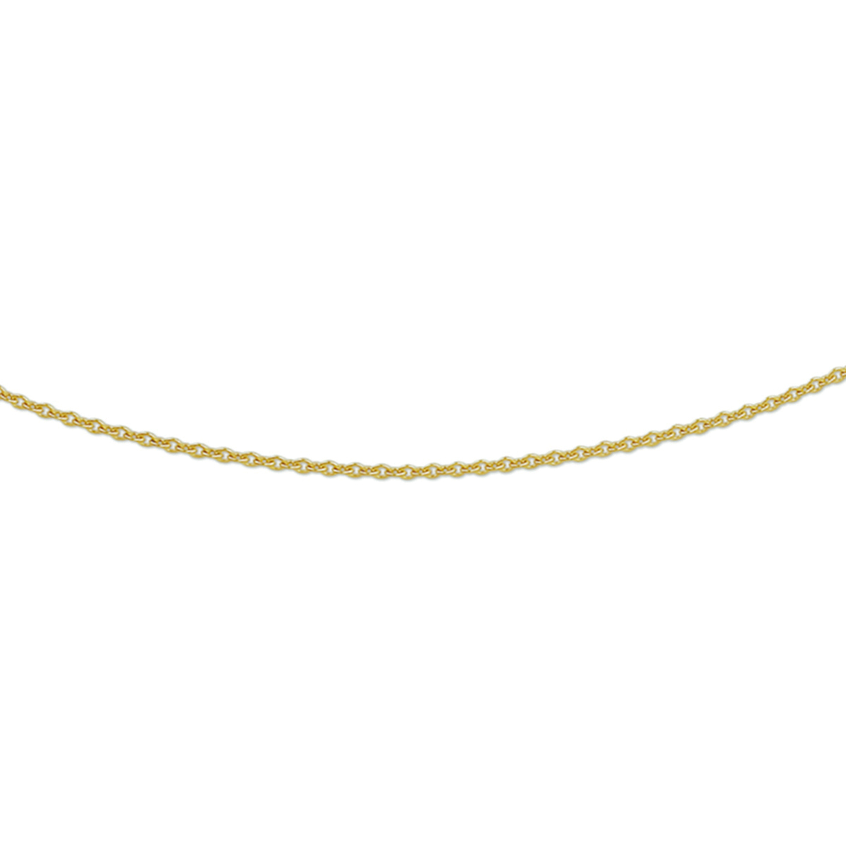 Geelgouden collier met anker schakel. De schakelbreedte is 1.1mm.