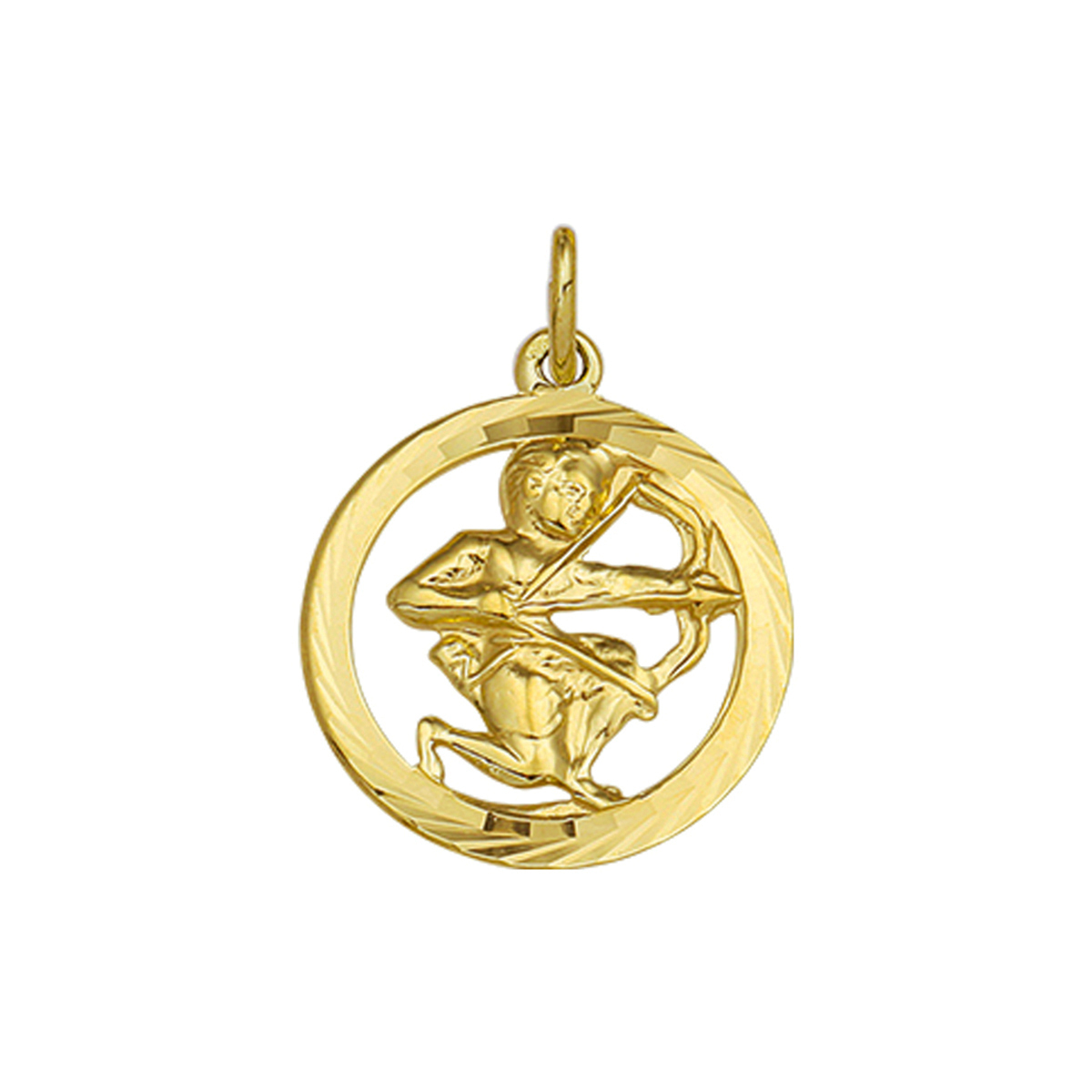 Geelgouden hanger met boogschutter sterrenbeeld.