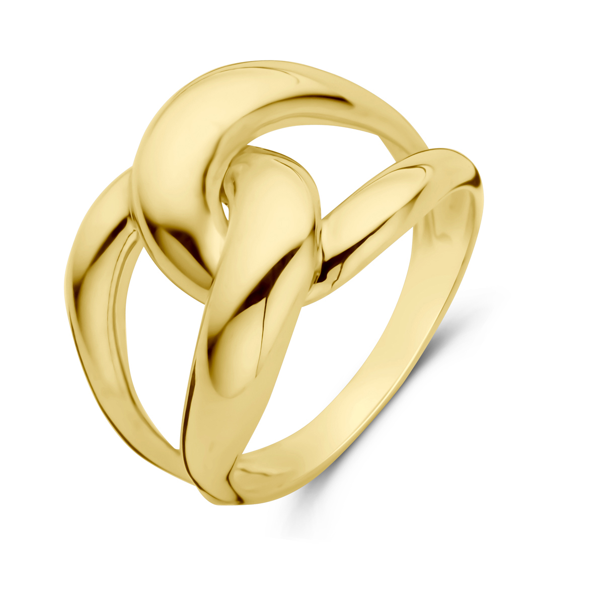 14k Geelgouden ring met een breedte van 14mm.