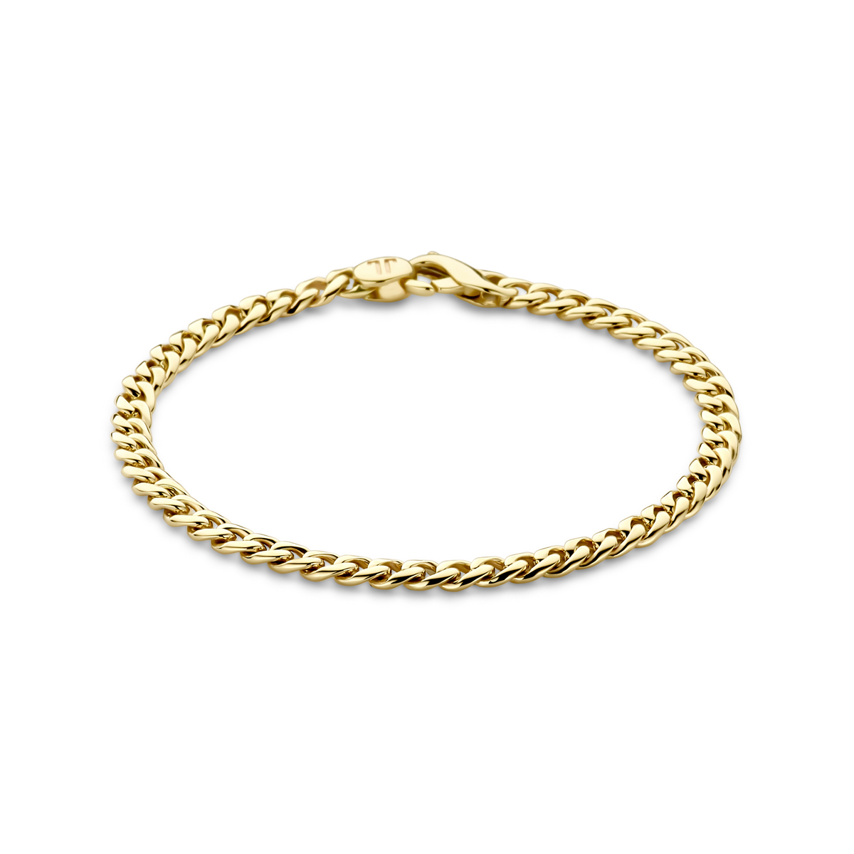 14k Geelgouden armband uitgevoerd met gourmette schakel van 4.5mm. De armband heeft een draaglengte van 19cm en is uitgevoerd met karabijnsluiting.