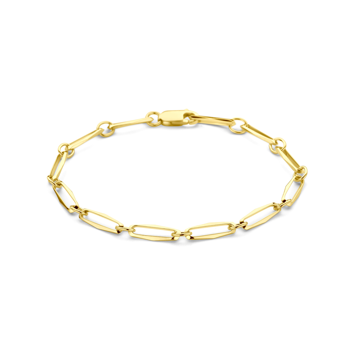 14k Geelgouden armband met een massieve closed forever schakel van 4.5mm. De armband is uitgevoerd met karabijnsluiting.