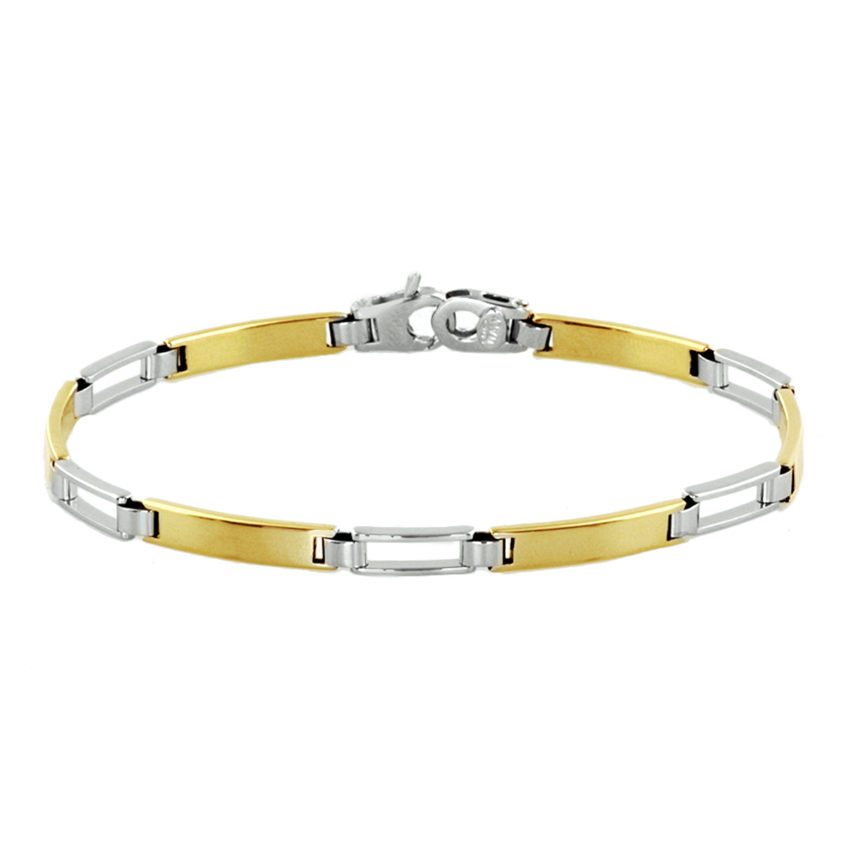 Bicolor wit- en geelgouden choker armband. De schakelbreedte is 4.0mm.