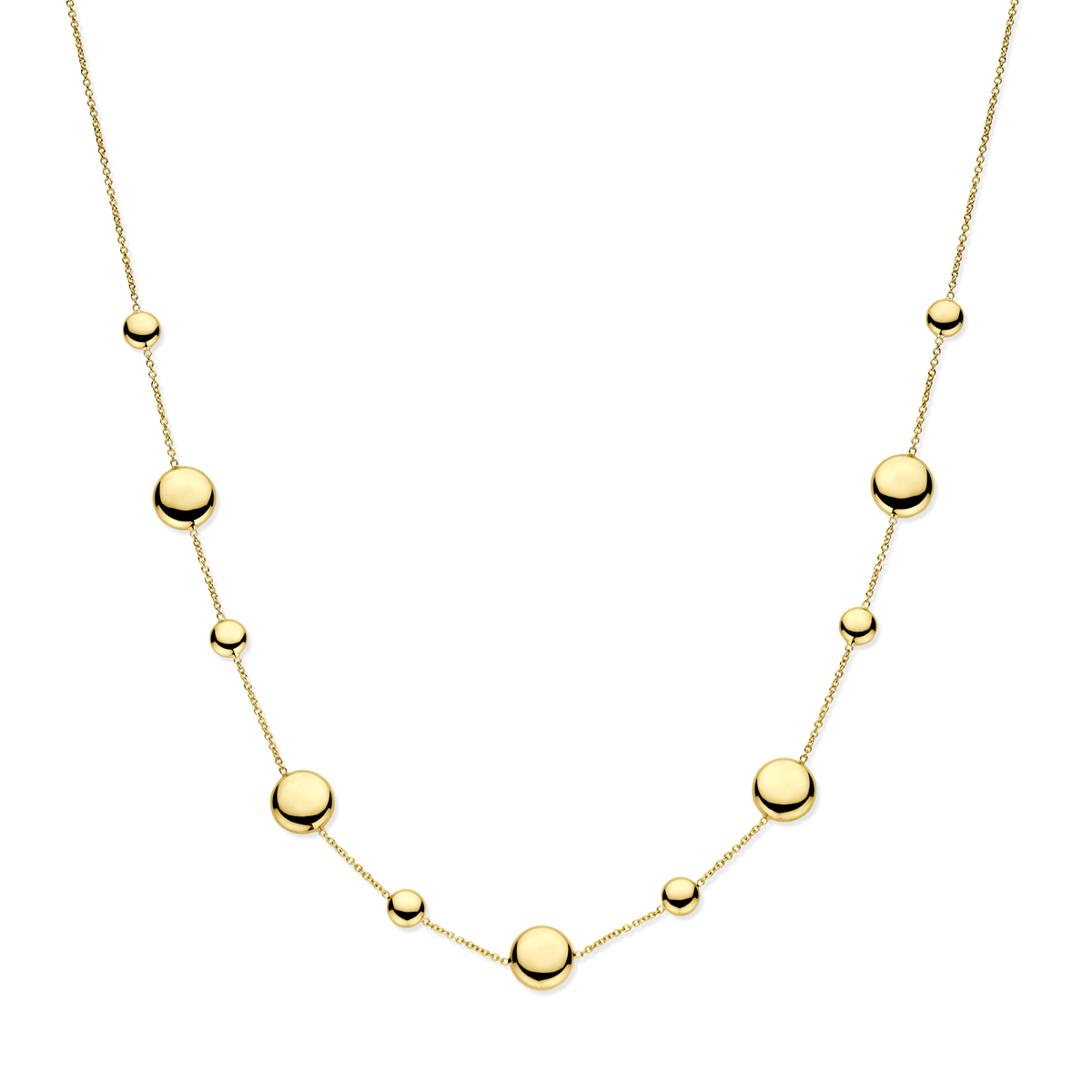 14k Geelgouden collier met draaglengtes van 42-45cm. Uitgevoerd met karabijnsluiting.