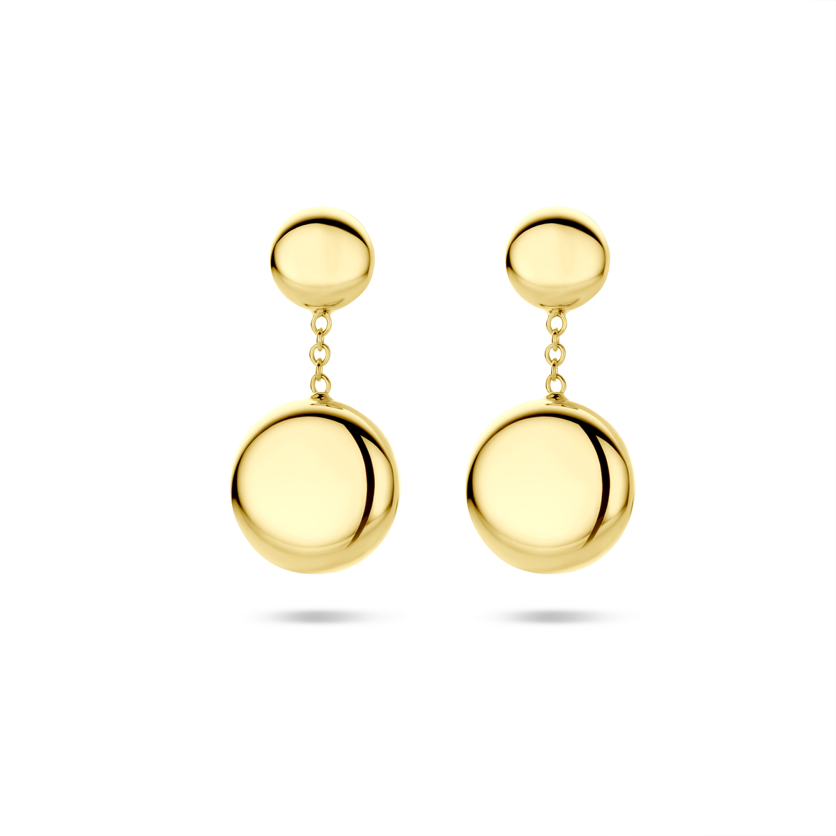 14k Geelgouden oorhangers met een totale hoogte van 21mm.