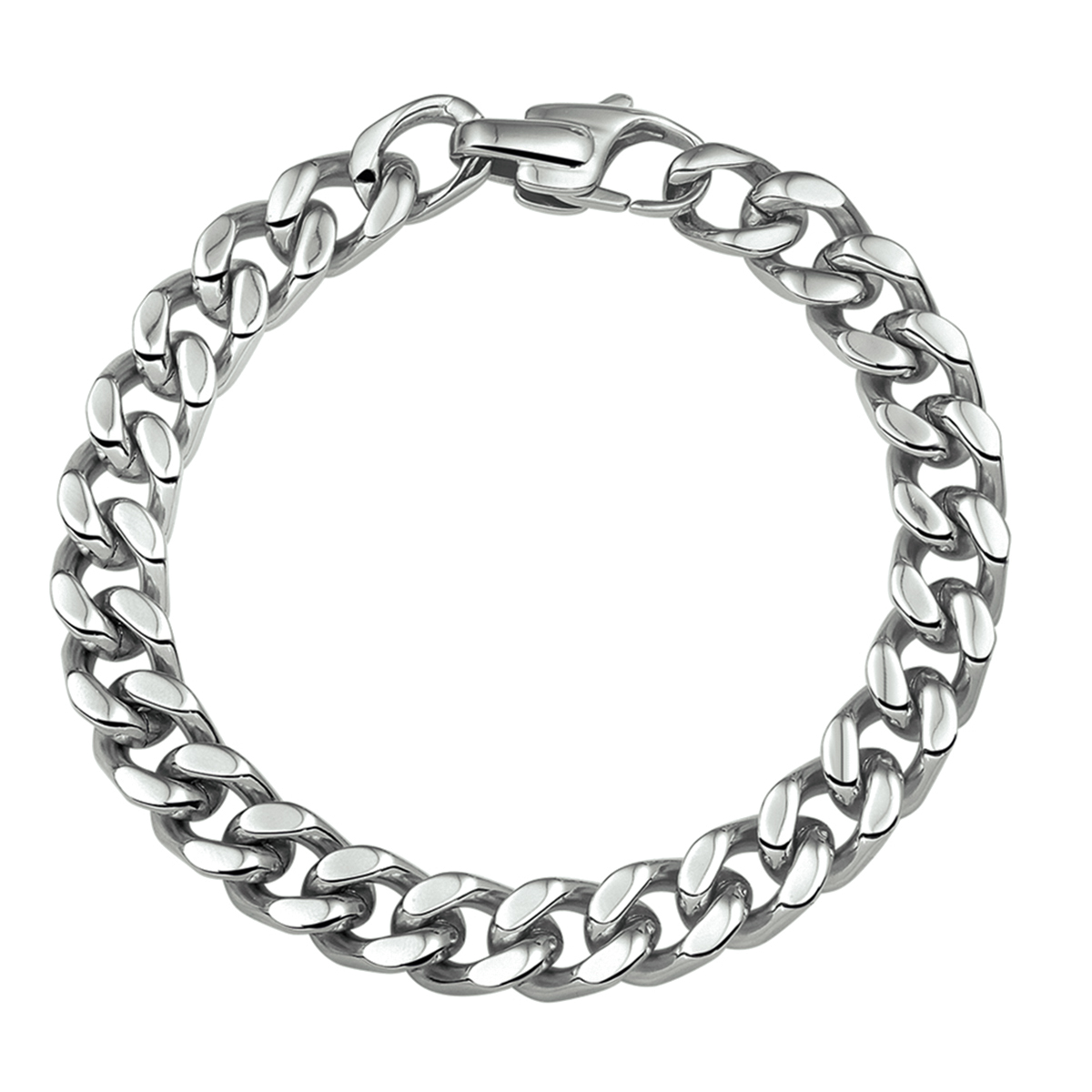 Stalen lengte artikel met gourmette schakel. De schakelbreedte is 9.3mm.