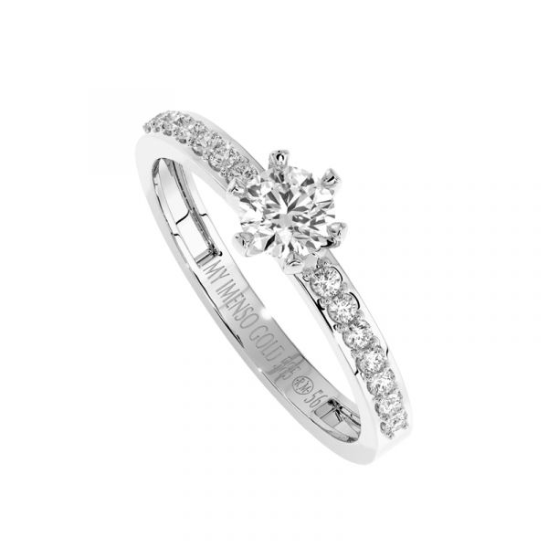 Witgouden Briljant 14 karaat ring met 0.21 + 0.50 crt Lab Grown Diamanten Mt 17.75. Passend in buitenring Coppia Prijs van witgouden ring. Geelgouden buitenring &euro; 589.00