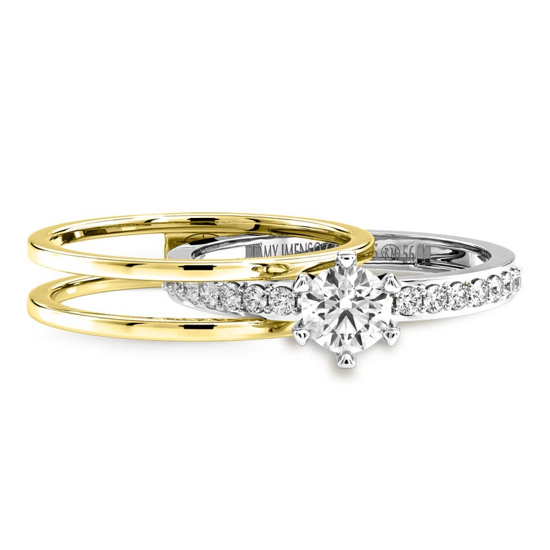 Geelgouden ring Coppia Mt 17,75 Buitenring voor Solianza binnenring. Je kunt zelf combineren in kleur binnering en hoeveel Lab Grown Diamanten je wilt.