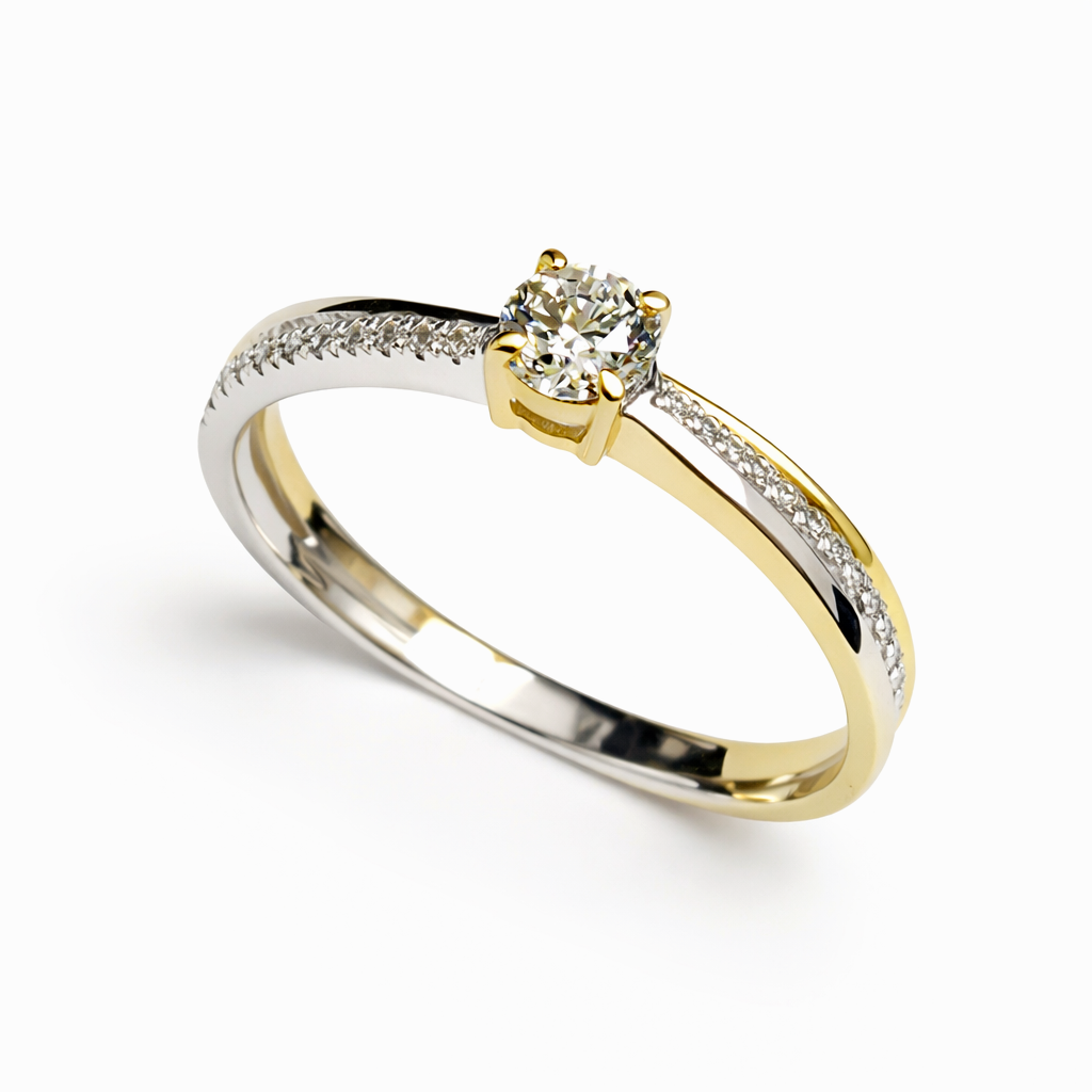 Prachtige bicolor fantasiering met 25 LabGrown diamanten totaal gewicht 0.29ct