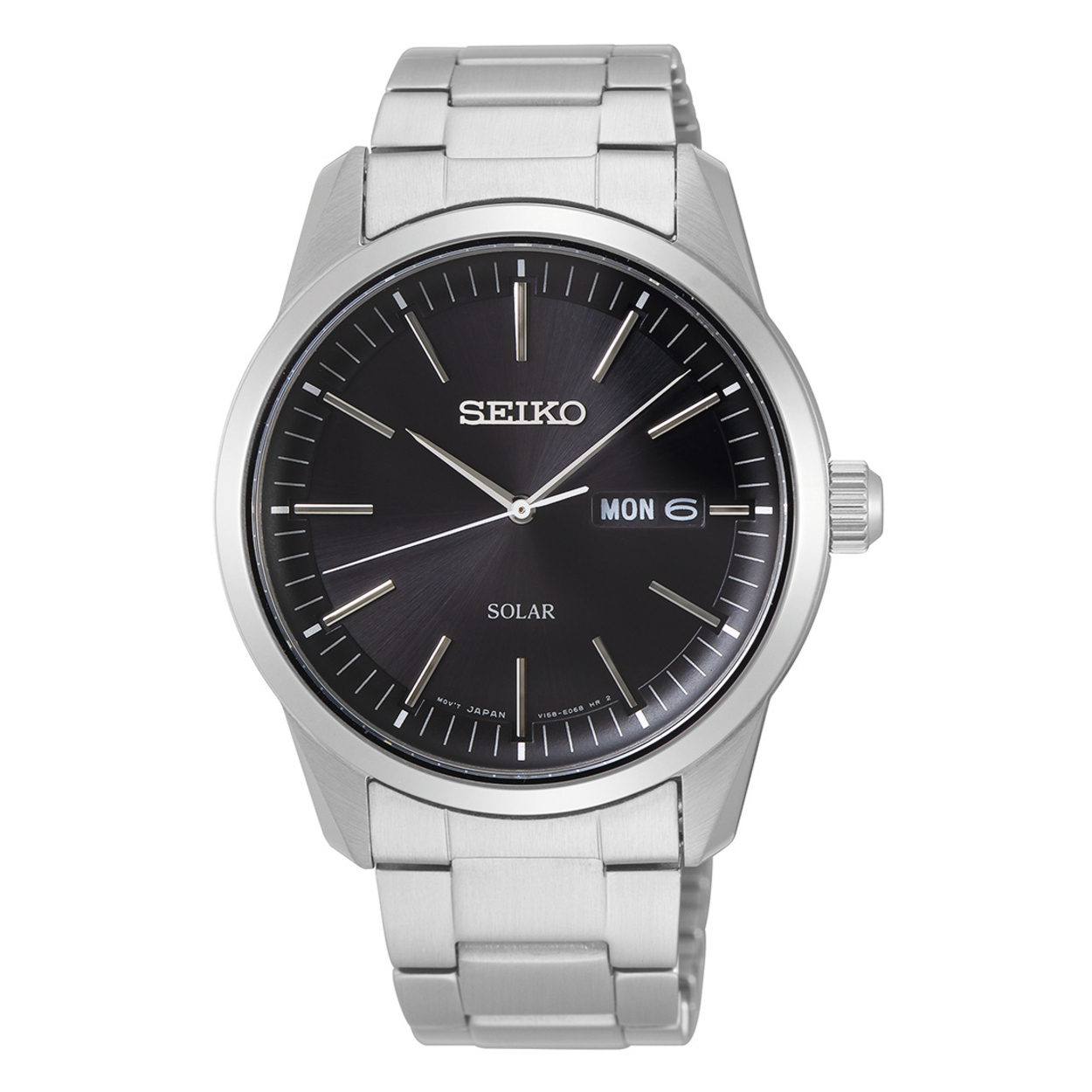 Dit is een herenhorloge van het merk Seiko. Het is een analoog horloge gemaakt van staal. De diameter van de kast is 40 mm en de kast is 10 mm dik.
De verdere specificaties van het horloge zijn als volgt:
Kastvorm: rond
Kastkleur: zilverkleurig
Kastmateriaal: staal
Bandbreedte: 20 mm
Bandlengte: 255 mm
Sluiting: vouwsluiting met drukker
Wijzerplaatkleur: zwart
Glassoort: saffier glas
Waterdichtheid: 10 ATM
Techniek: solar
