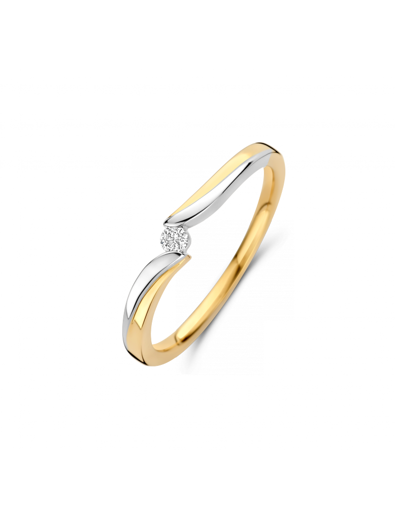 gouden ring met briljant, Wenen 0.05ct H/SI mt17,5