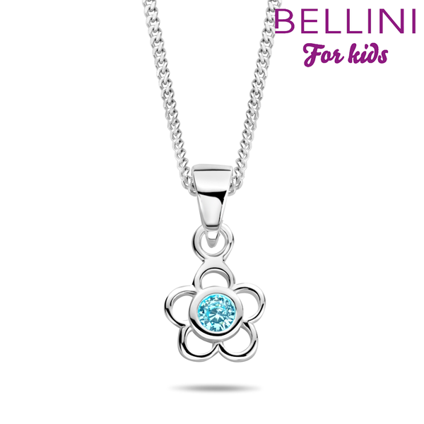 Bellini 574.068 Collier met Bloem met Blauwe Zirkonia