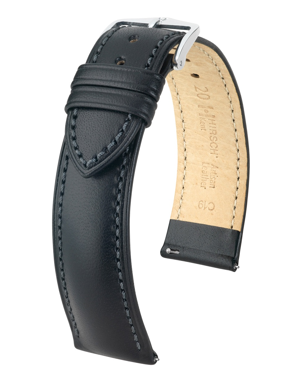 HIRSCH KENT M Black Calf 16/14MM is een elegante horlogeband van hoogwaardig zwart kalfsleer met een tijdloze uitstraling. De comfortabele pasvorm en duurzame afwerking maken deze band perfect voor zowel dagelijks gebruik als formele momenten.
