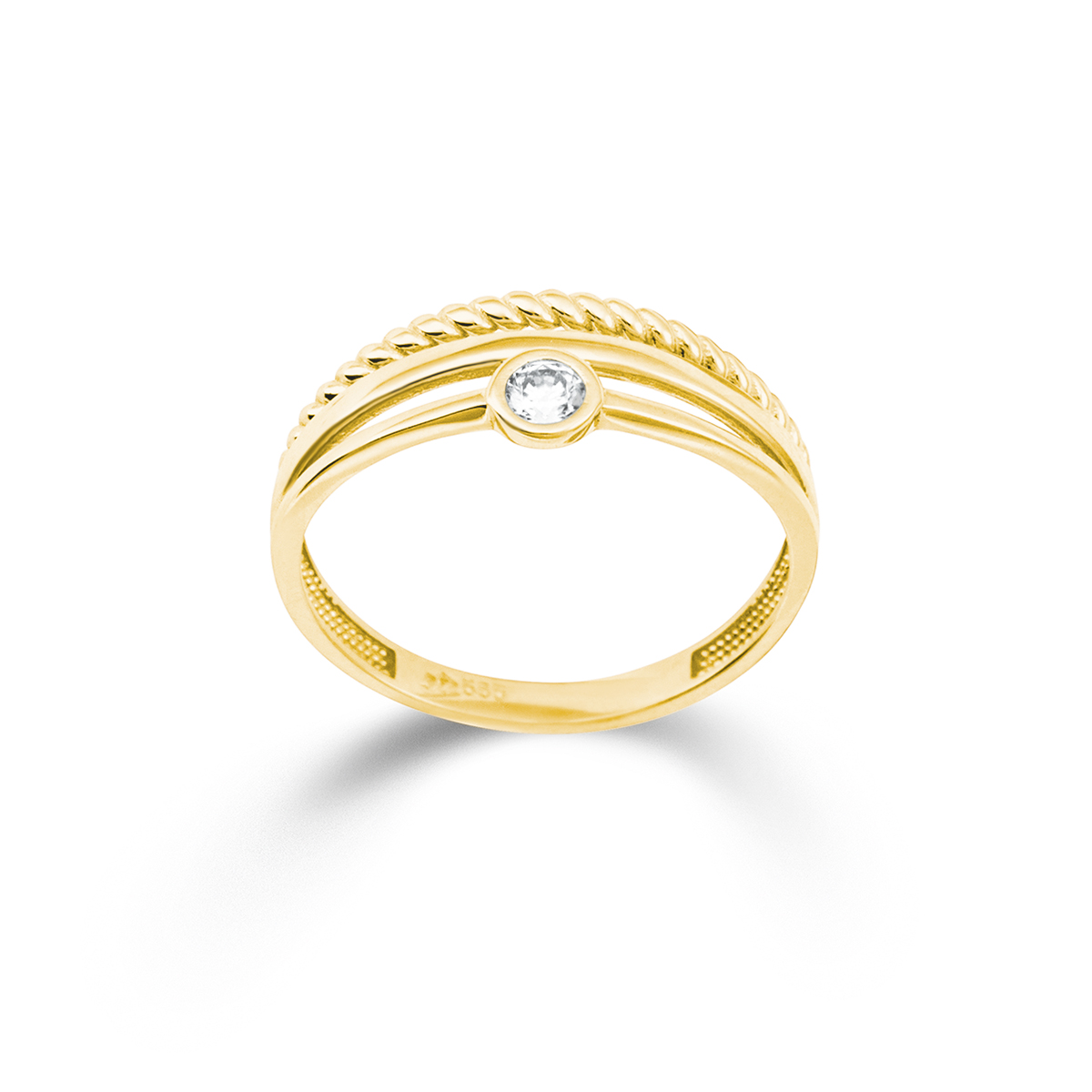 Gouden ring met zirkonia in maat 54.