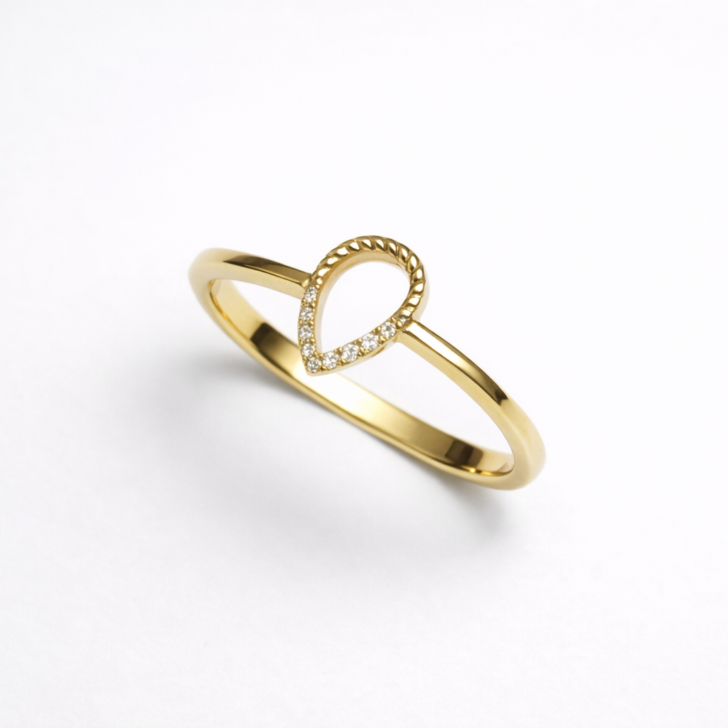 Gouden ring open ovaal met 0.03 ct. briljant