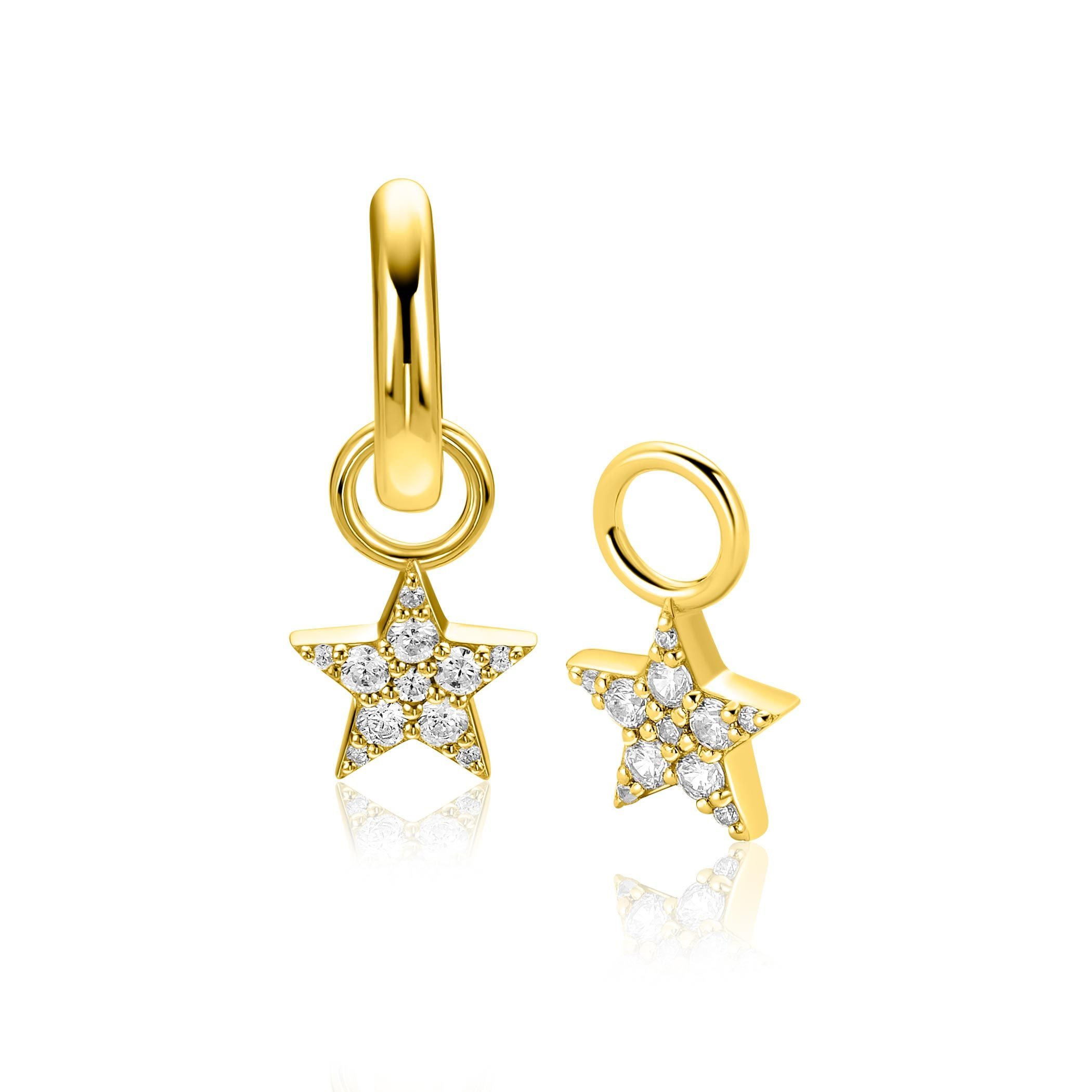 8,5mm ZINZI goldplated zilveren oorbedels fonkelende ster ZICH2138Y (zonder oorringen)