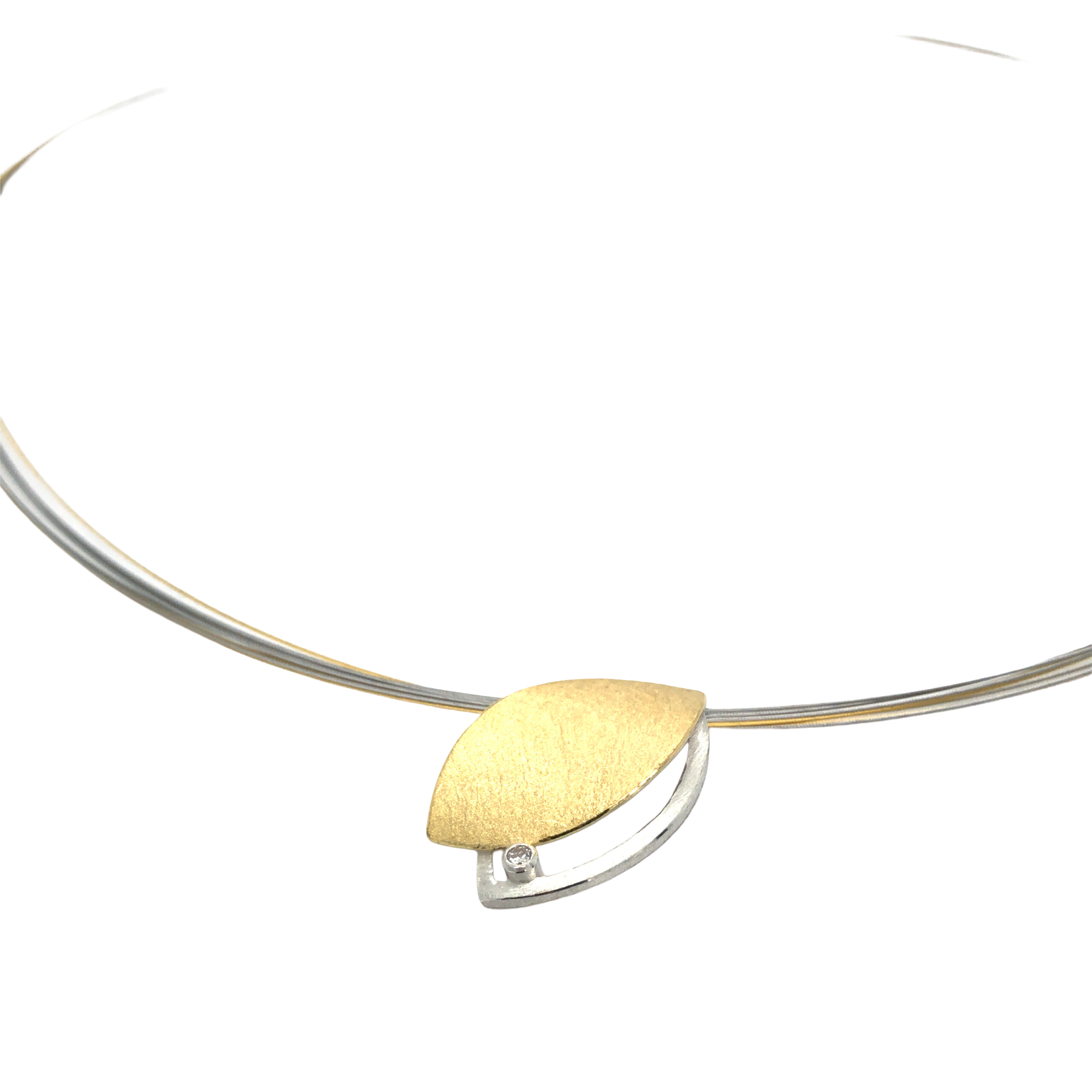 Halskette in Silber 925/ Gold 900 mit Brillant 0,02ct Bicolorseil