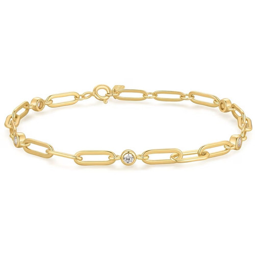 Gold Paper Clip Chain Bracelet S