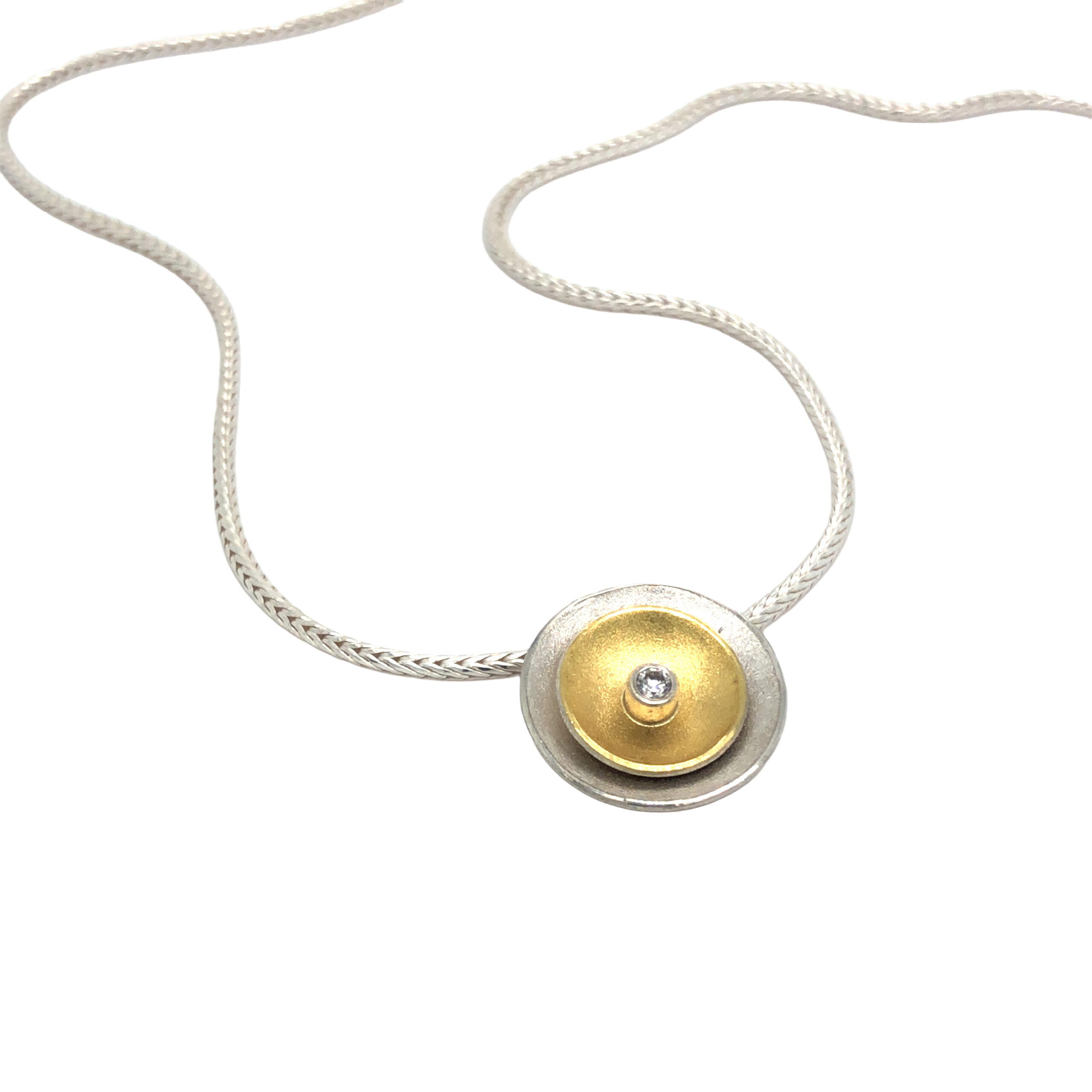 Halskette in Silber 925/ Gold 900 mit Brillant 0,03ct