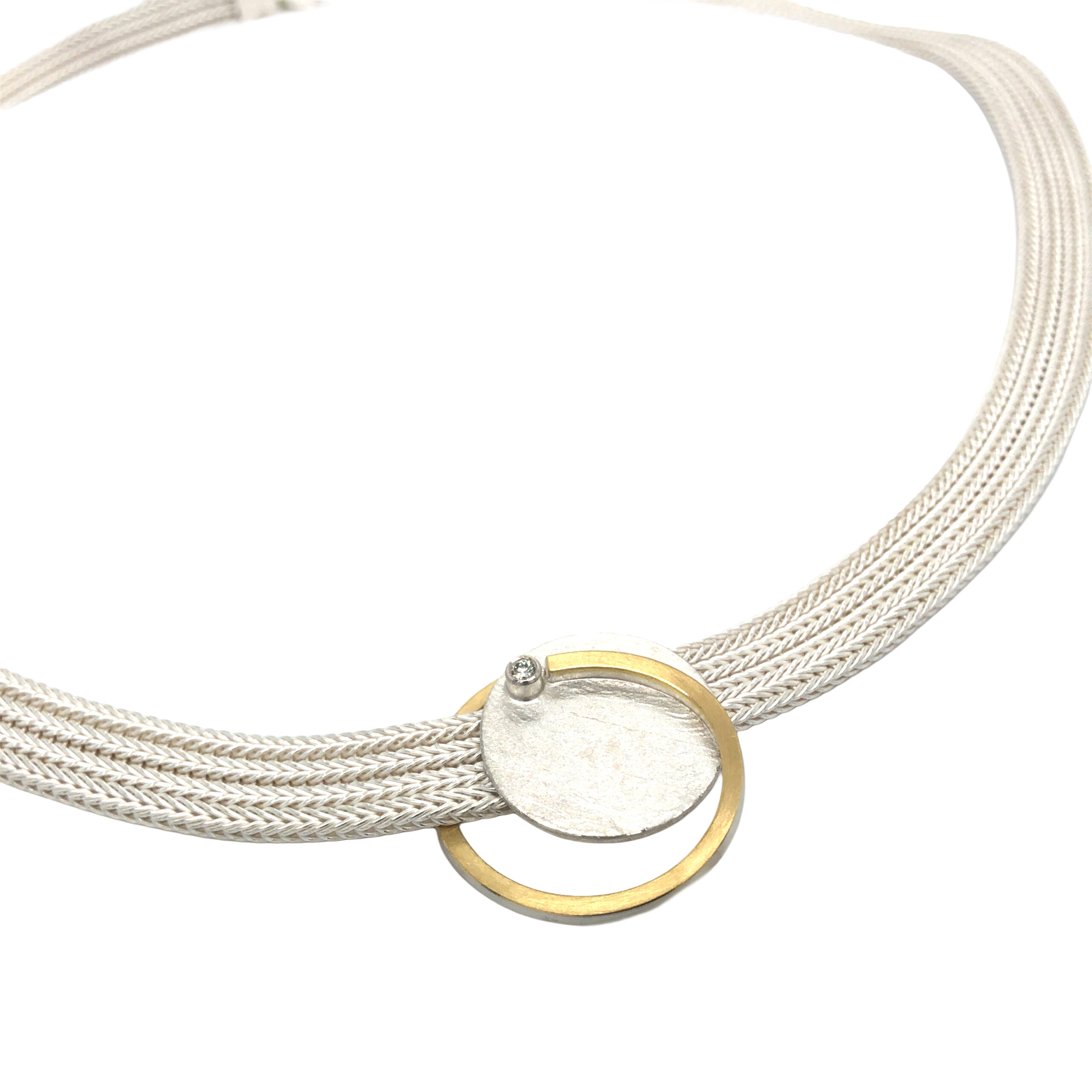 Halsschmuck in Silber 925/ Gold 900 mit Brillant 0,03ct Foxband