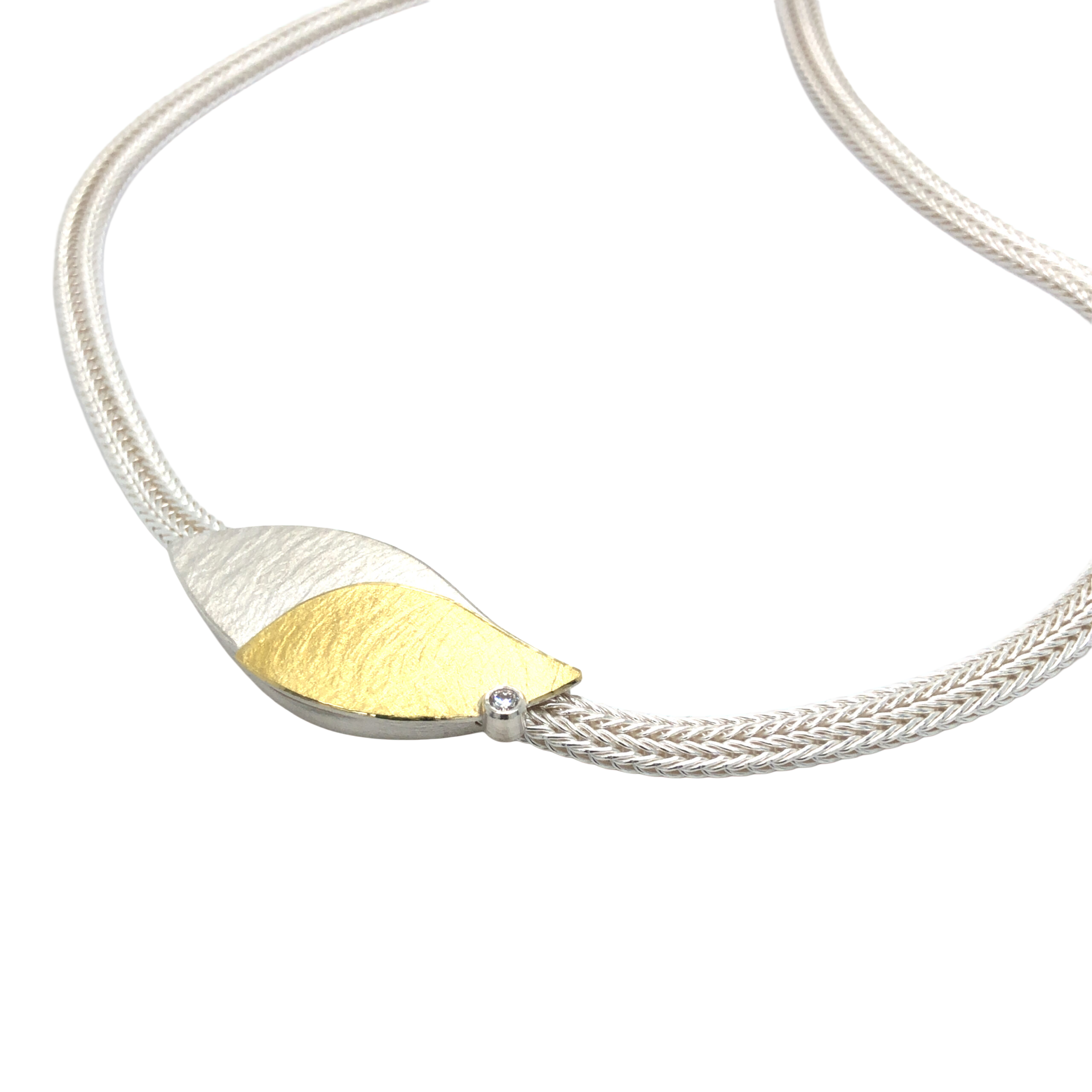 Halsschmuck in Silber 925/ Gold 900 Brillant 0,03ct Foxband