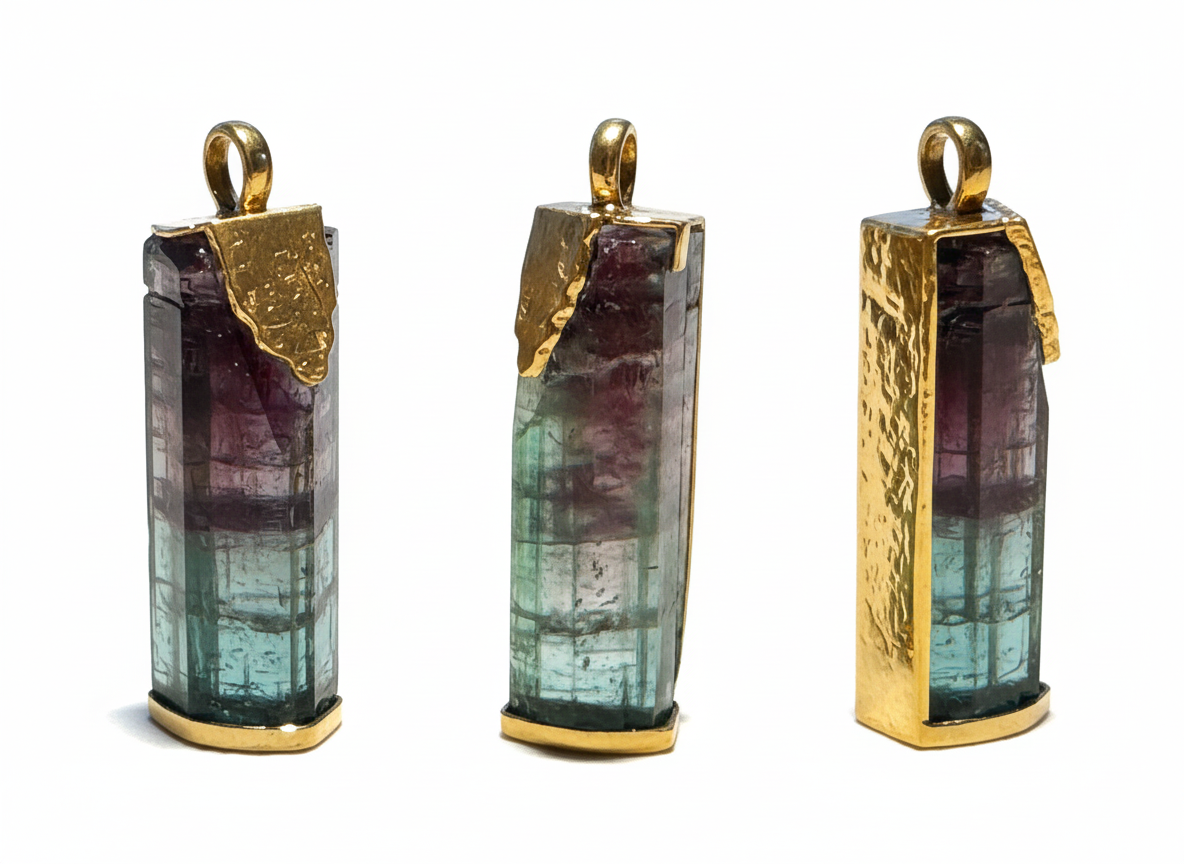 Hanger met tourmalijn steen in 18 karaat geel goud