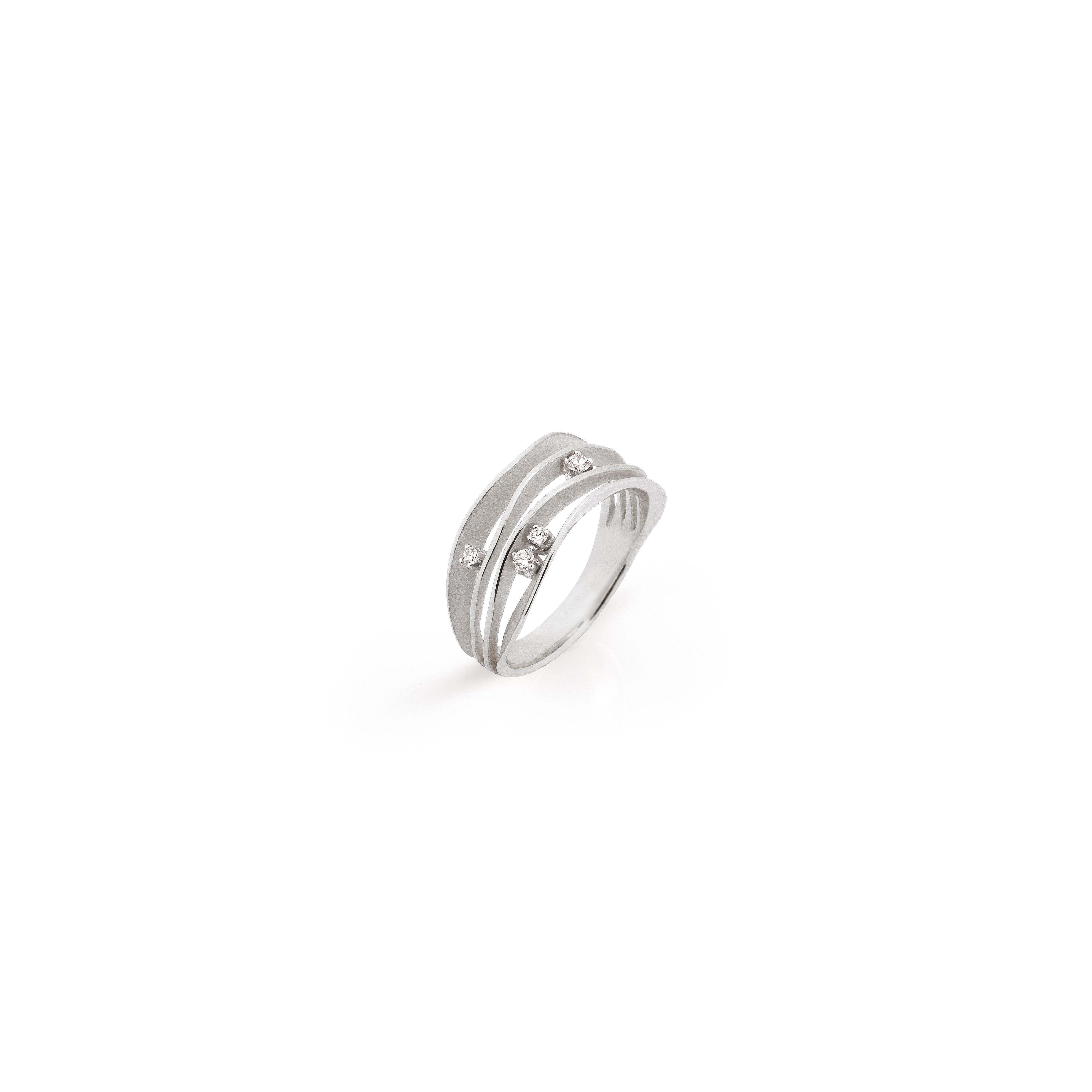 Anello Dune Series Ring, 18Kt White Ice Gold met diamanten 0.09ct
