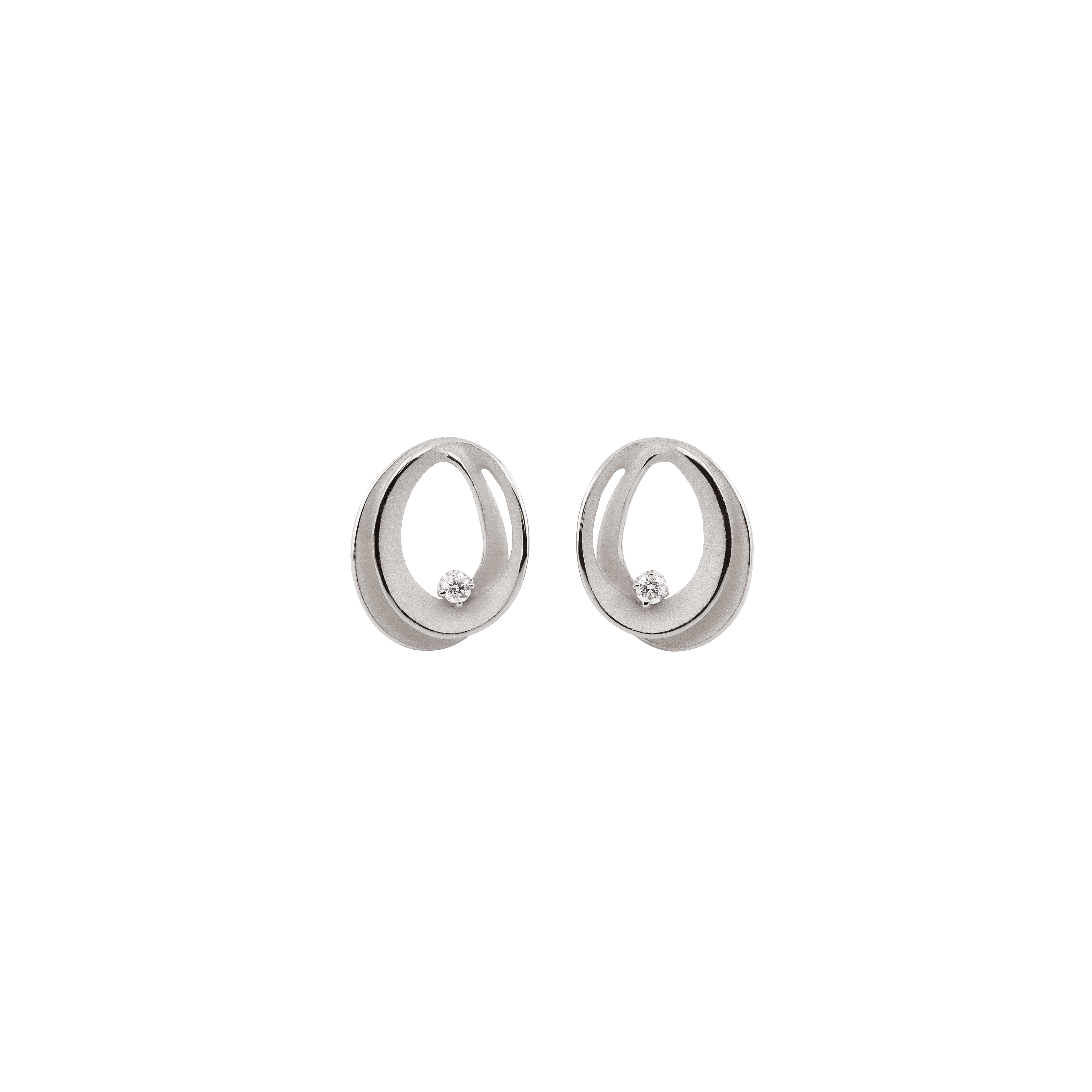 Dune Series oorstekers , 18Kt Ice White Gold met diamanten 0.04ct