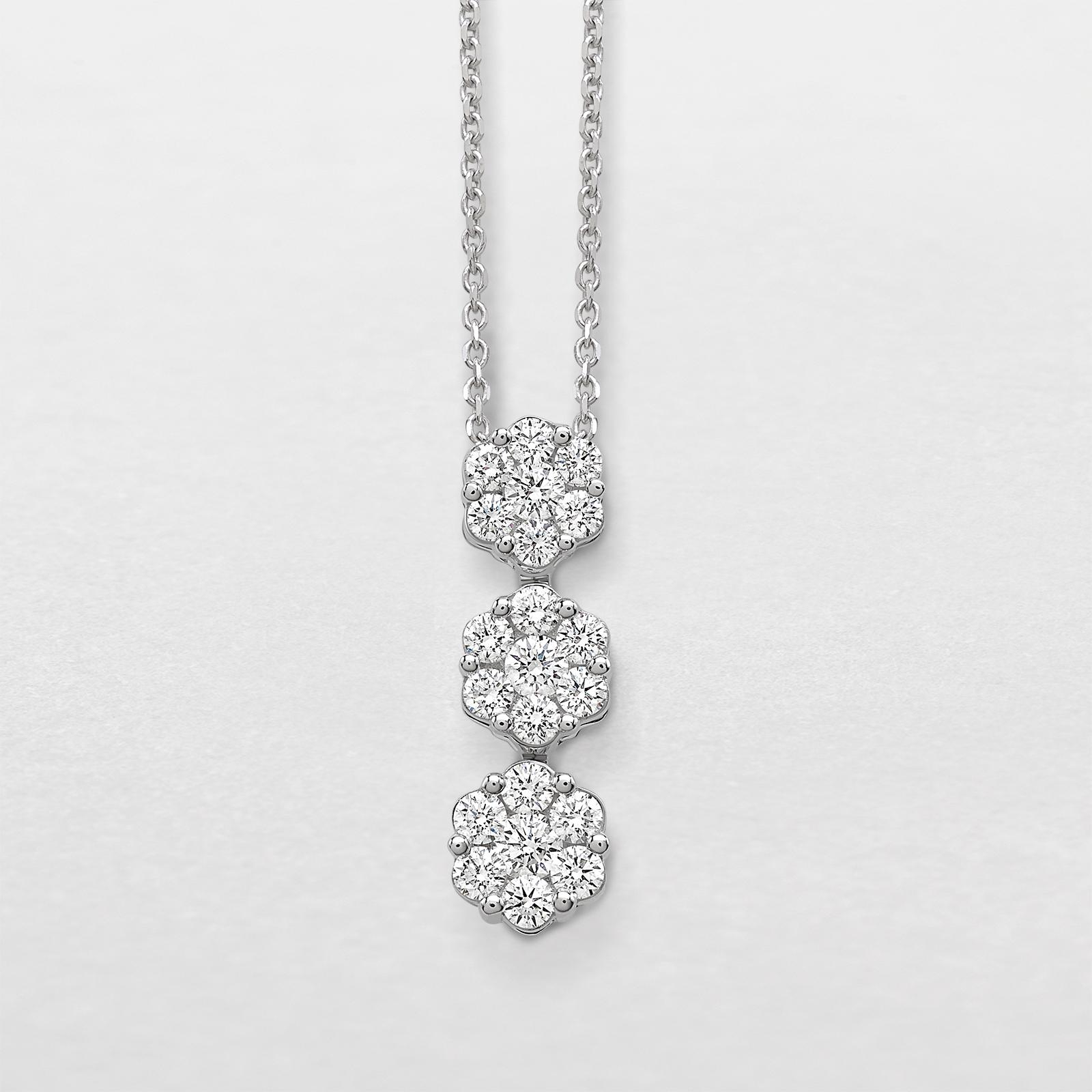 Prachtige  witgouden Giorgio Visconti Collier Trilogie met diamanten 0.84ct