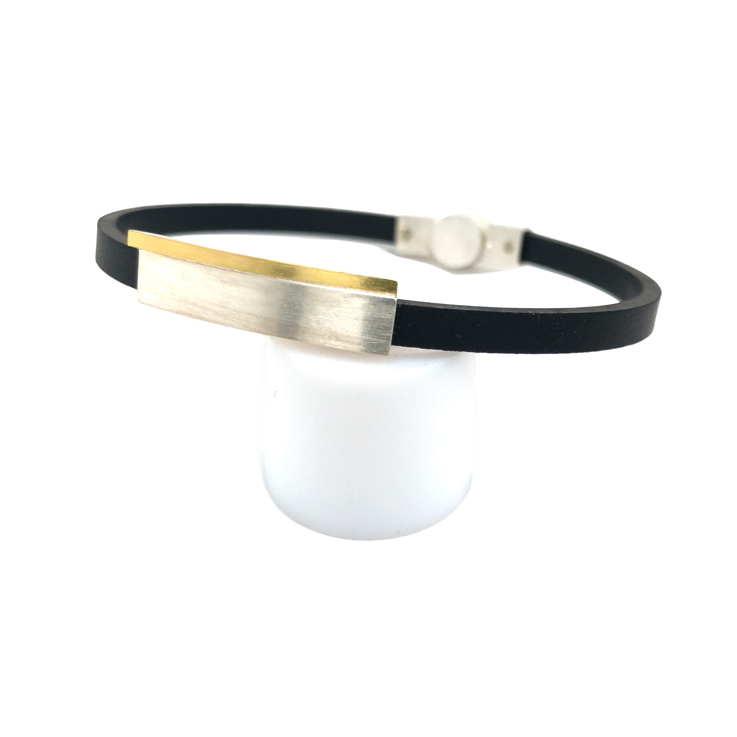 Armband in Silber 925/ Gold 900 mit Kautschukband