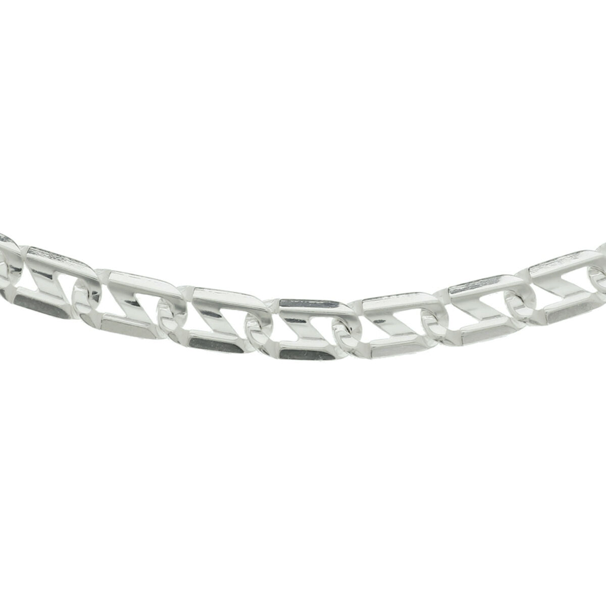 zilveren platte anker ketting  8mm breed en 50 cm lengte