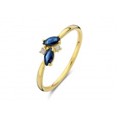  Ring goud 18 kt met safir en diamant 
