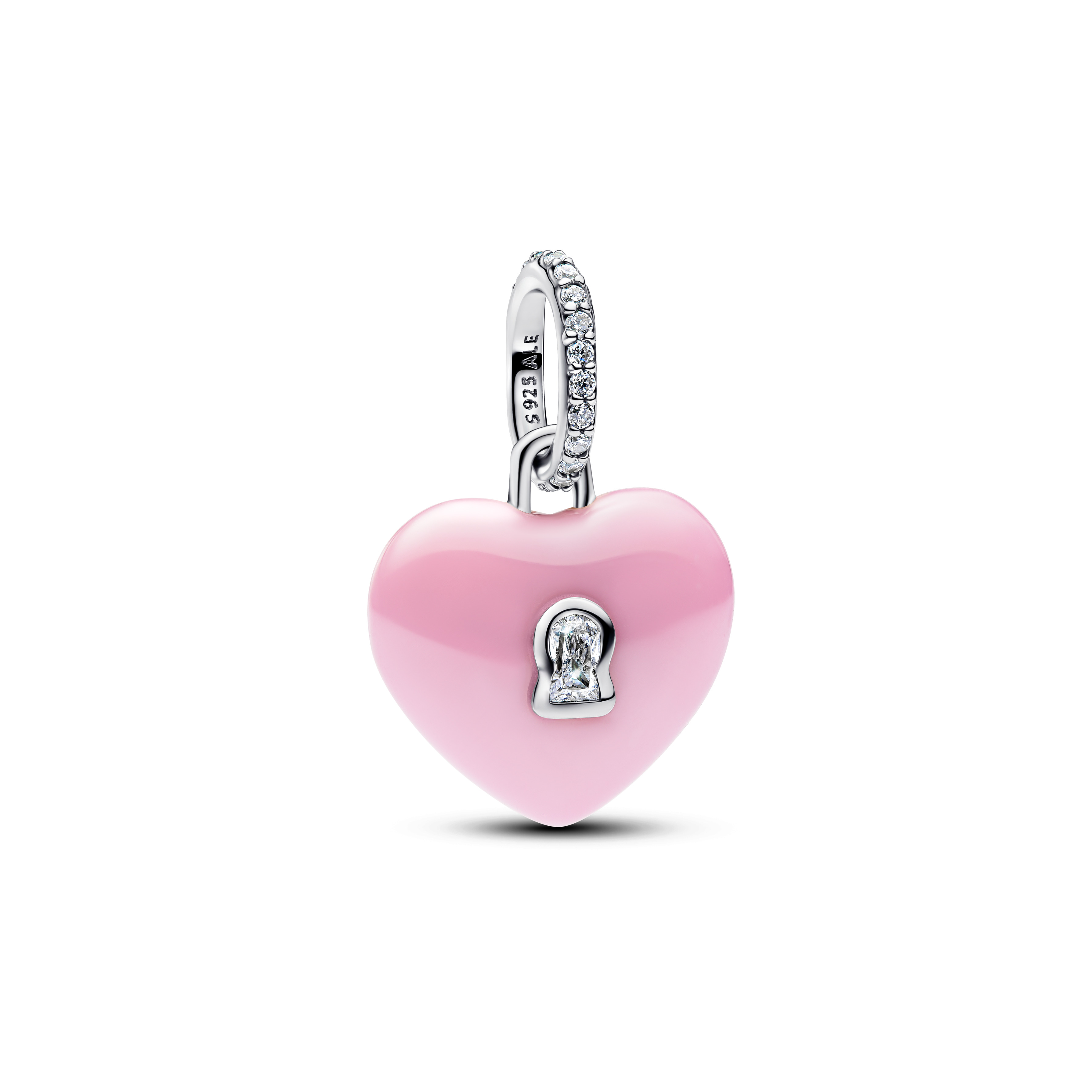 Pandora - Zilveren pandora bedel roze padlock hart bezet met zirconia - 794424C01