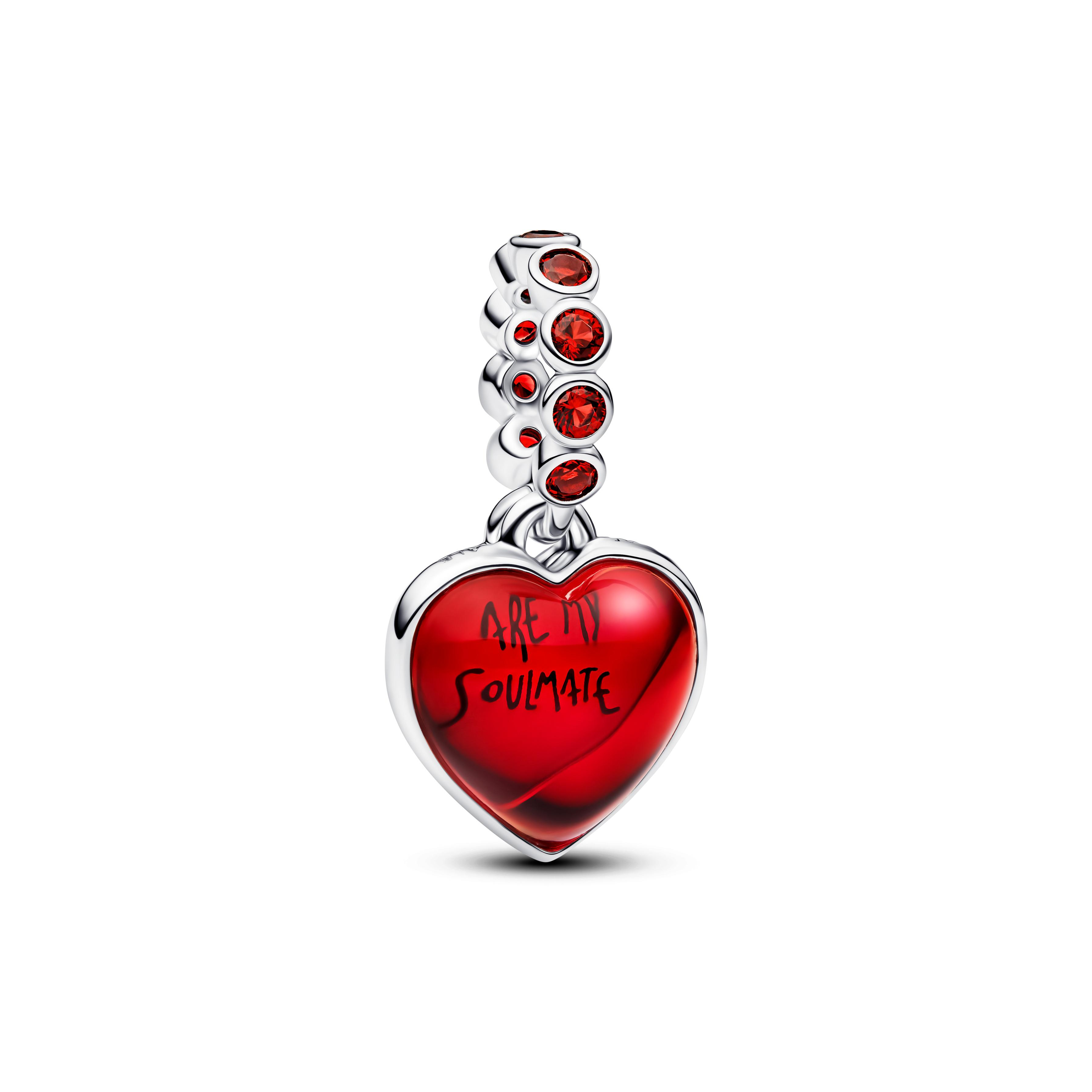 Pandora - Zilveren bedel met rood Muranoglazen hart, you are my soulmate - 794429C01