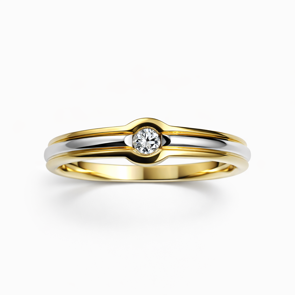Bicolor ring met 0.06 ct. briljant