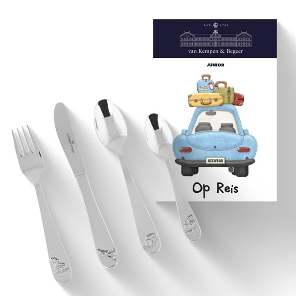 Keltum Kinderbestek "op reis", 4 delig; GRATIS gegraveerd met naam terwijl u wacht!