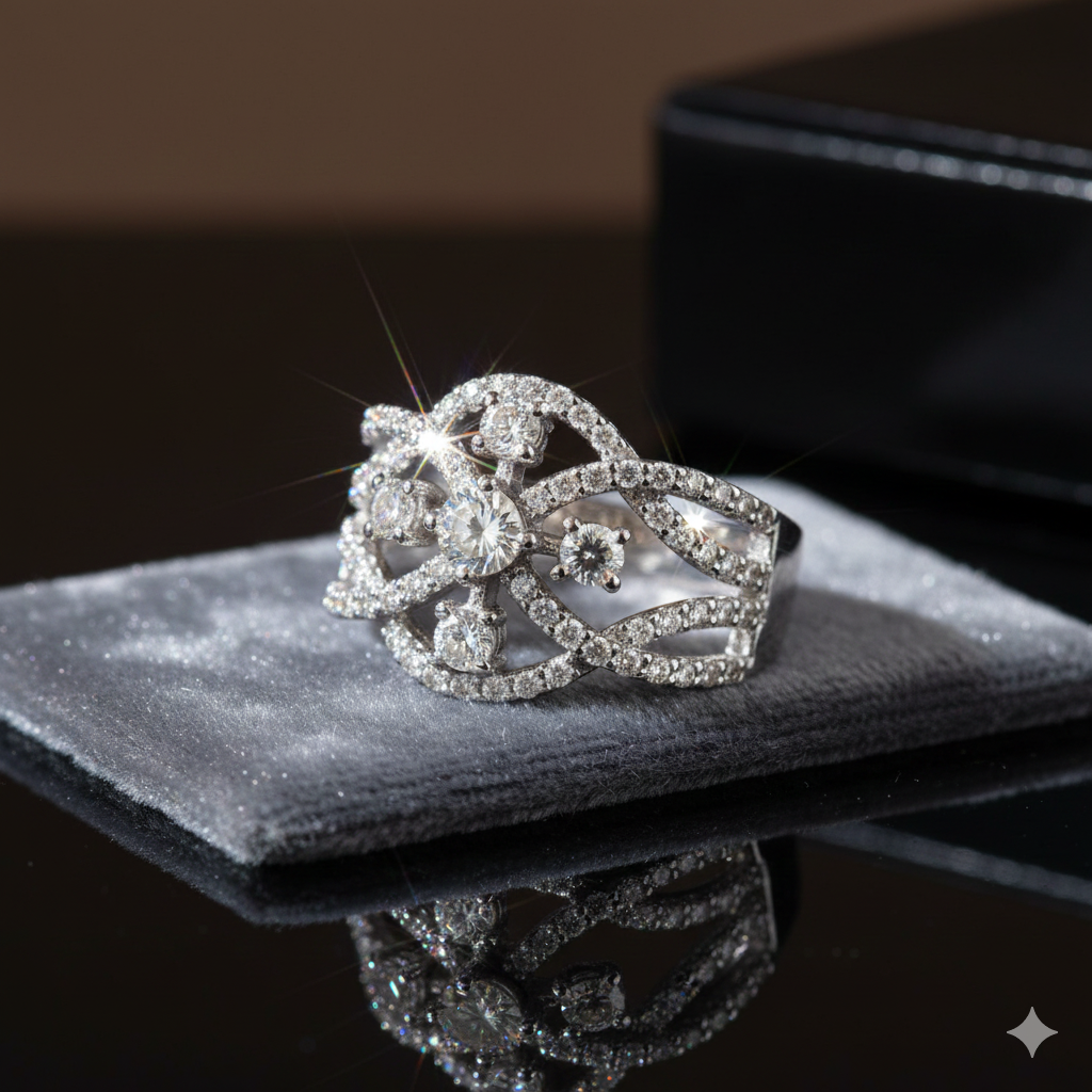 eigen creatie in 18kt wit goud met 1.31ct diamant