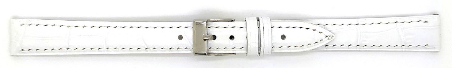 Extra lange alligator print kalfsleren  horlogeband, mat. Met degelijke kast en gesp bevestiging, gestikte passant en roestvrij stalen gesp. Deze  horlogeband heeft zachte leer voering en is super flexible.